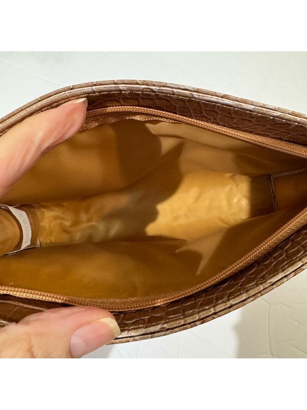 Crocodile Embossed Bronze Makeup/Toiletries Bag - Picture 5 of 5